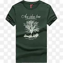 墨绿色大树花纹T恤
