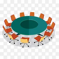 矢量圆形办公会议桌