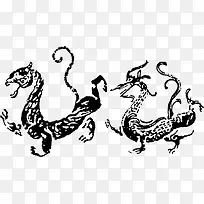 黑色复古创意动物中国龙纹理