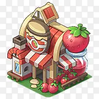 草莓水果小房子素材