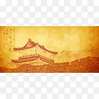 中国风素描古建筑