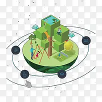 h5素材绿色星球