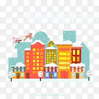 矢量元素冬季城镇的彩色风格