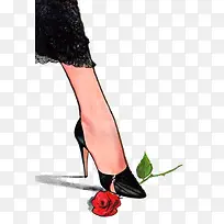 脚踩玫瑰