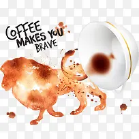 矢量咖啡污渍狮子