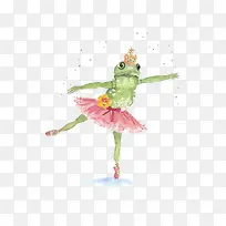 手绘跳芭蕾的青蛙