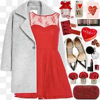 红色连衣裙和外套