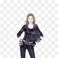黑色帅气衣服女子图片