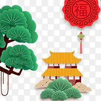 春节海报装饰背景植物
