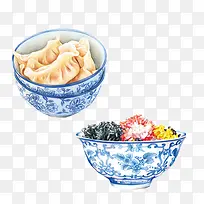 青花瓷碗彩绘素材图片