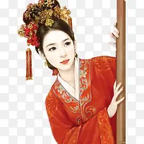红衣新娘望郎古风立绘