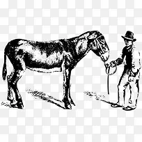 西部牛仔与马矢量图