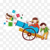 可爱创意大炮设计人物家庭