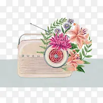 花朵装饰收音机图