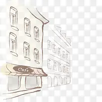 卡通手绘咖啡店