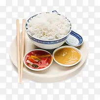 个的米饭与配菜