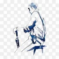 蓝色涂鸦男人