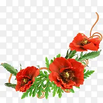 红色花卉装饰图案