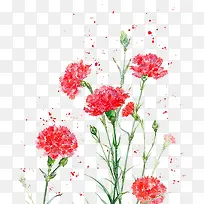 红色水彩唯美花卉图案