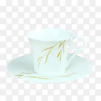 白色花纹咖啡杯碟