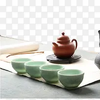 宣纸上的茶壶茶具