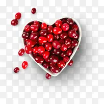 心形碗装红色饱满蔓越莓
