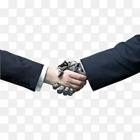 机器手和人手握手