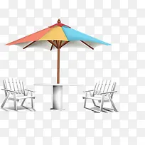 高清手绘椅子太阳伞