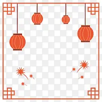 中国风中式边框里的红灯笼