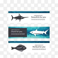 海洋鱼类banner矢量图素材