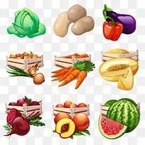 卡通水果蔬菜插画图片