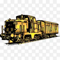 手绘装饰插图复古老火车
