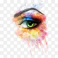 女性眼睛水彩画