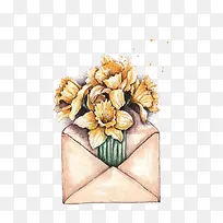 信封和鲜花