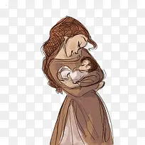 抱着孩子的母亲
