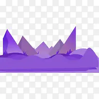 紫色手绘山峰