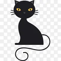 蹲坐的黑猫