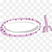紫色手绘蛋糕盘子叉子