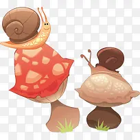 卡通蘑菇上的蜗牛矢量图