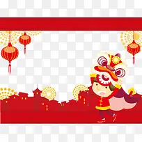 过年舞狮矢量