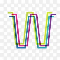 W型彩色logo设计商标