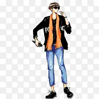 帅气阳光男孩插画