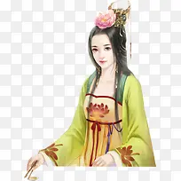 牡丹花头饰女子古风立绘