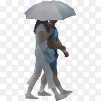 雨中漫步情侣雨伞