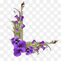 紫色花朵侧边框装饰