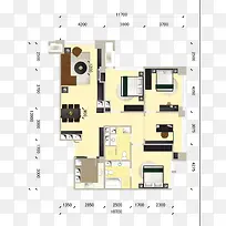 家装效果图四房两厅户型图