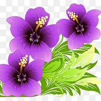 手绘紫色小花草丛