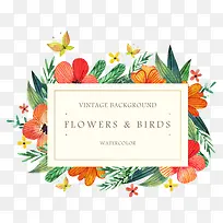 花朵和鸟标识牌免抠素材
