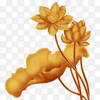 金色中国风莲花装饰图案