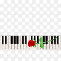 手绘琴键与花卉